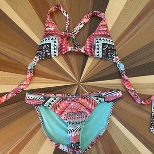 Becca Boho/Tribal Print Halter 2 Piece Bikini-Medium